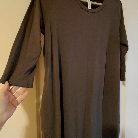 Cozy Gray Zenana Curve Hem Maxi Dress Side Slits Pockets Dress - Picture 7 of 7